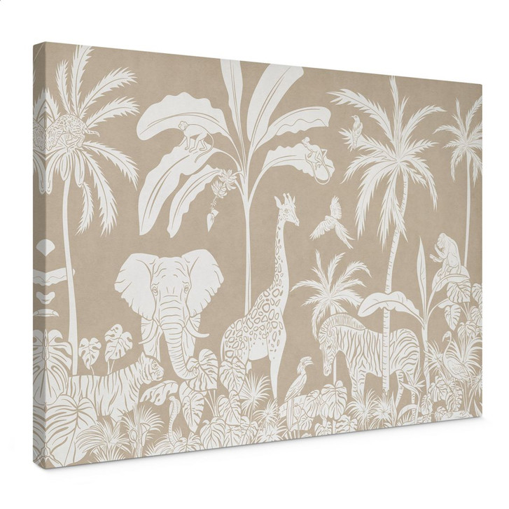 Leinwandbild Dschungelträume - Afrikas Tierwelt in Braun - Kikki Belle - WA444115