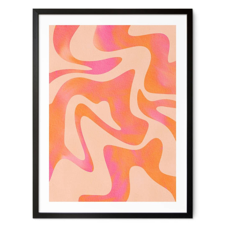 Poster Abstrakte Wellen in Orange-pink - Bloom - WA407349