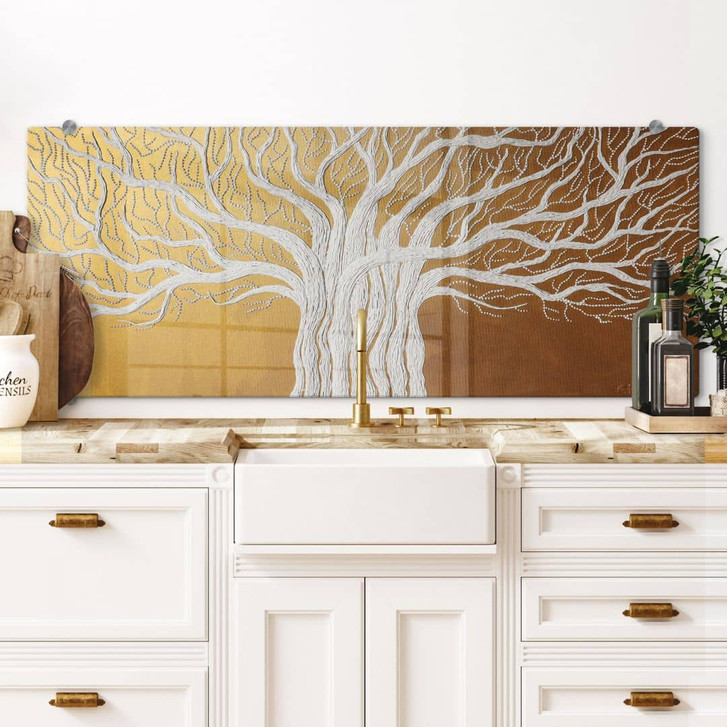 Spritzschutz Weisser Lebensbaum abstrakt - Grande - Panorama - WA451808