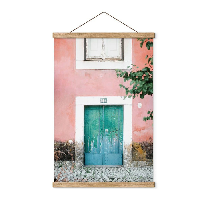 Stoffbild Mediterrane Hausfassade in Lissabon - Zwart - WA460342