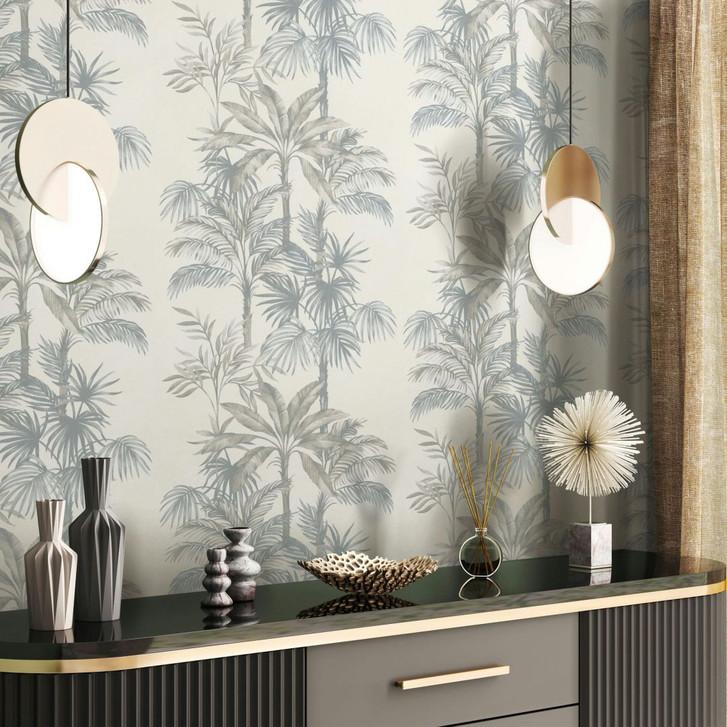 Vliestapete in Beige Bäume Blätter Dschungel Floral Natur - WA457206