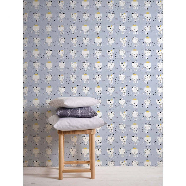 A.S. Création Kinderzimmertapete Little Love Vliestapete mit niedlichen Katzen grau, weiss, schwarzgelb - WA325070