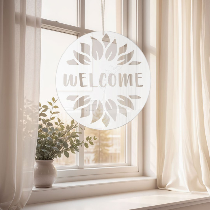 Acrylglasbild, Fensterbild zum Aufhängen Welcome - Rund - WA415685
