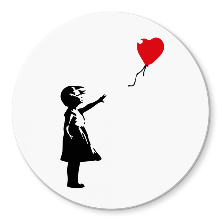 Glasbild Banksy - Girl with the red balloon - Rund - WA309060