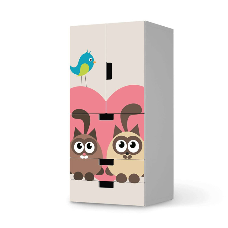 Möbelfolie IKEA Stuva / Malad - 3 Schubladen und 2 kleine Türen - Cats Heart - CR117180