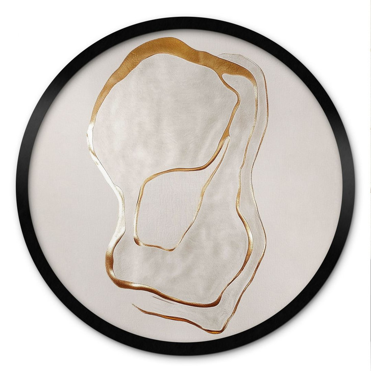 Poster Abstrakte Line Art in Gold und Beige - Alma - Rund - WA498165