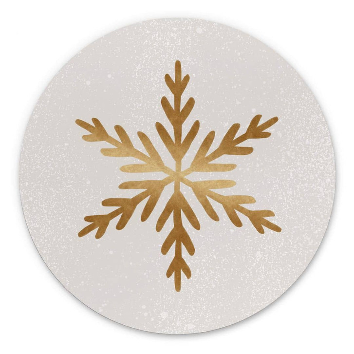 Wandbild Weihnachten - Goldene Schneeflocke - Alu-Dibond Rund - Orara Studio - WA394812