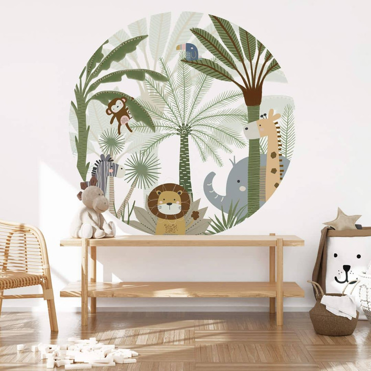 Wandtattoo Kinderzimmer Niedliche Tiere im Dschungel - Oliver Robins - Rund - WA412930