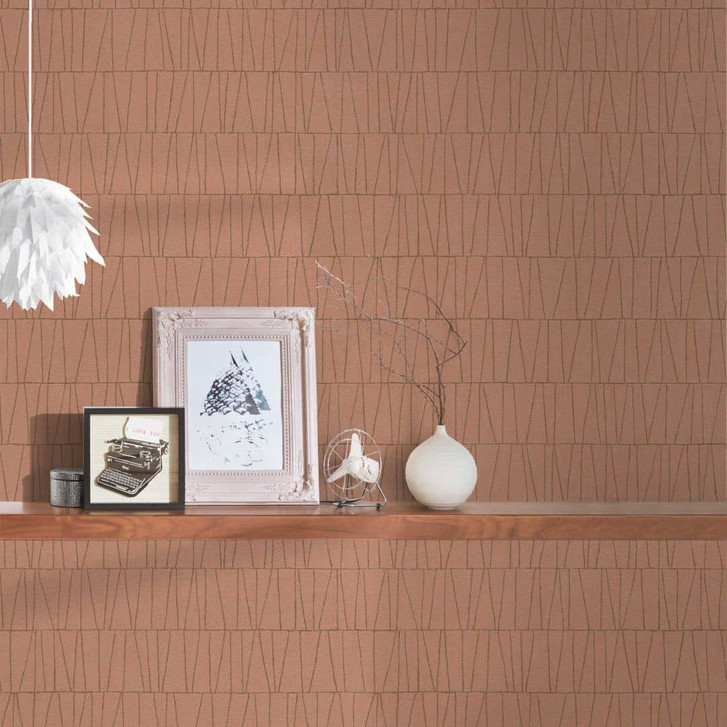 Grafische Tapete mit Linienmuster Rosa Gold - Grafik-Mustertapete liniert - Vliestapete - WA396858