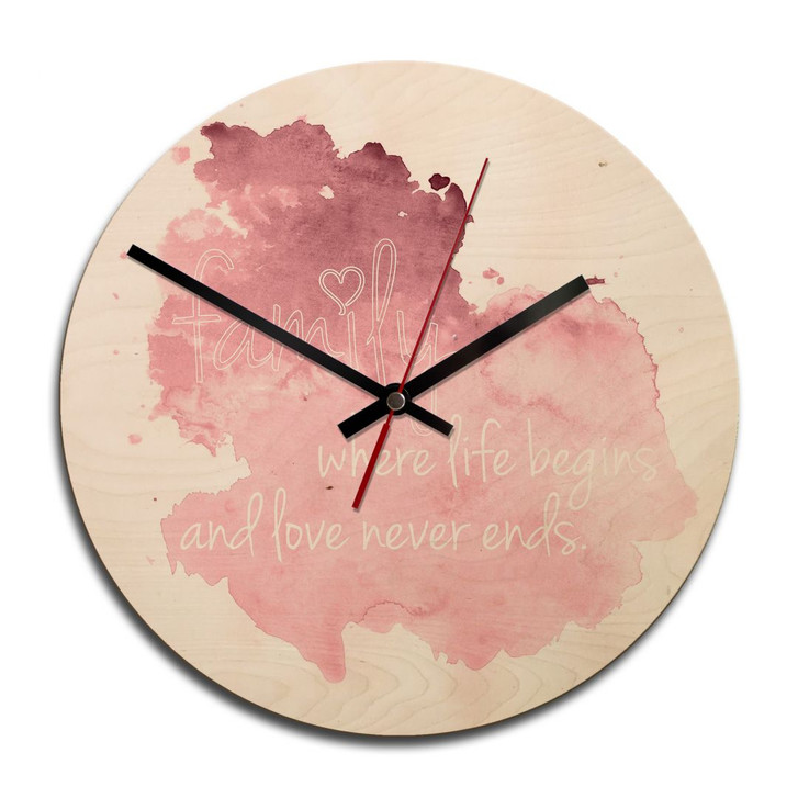 Holz-Wanduhr - Family is where life begins 02 - WA233413