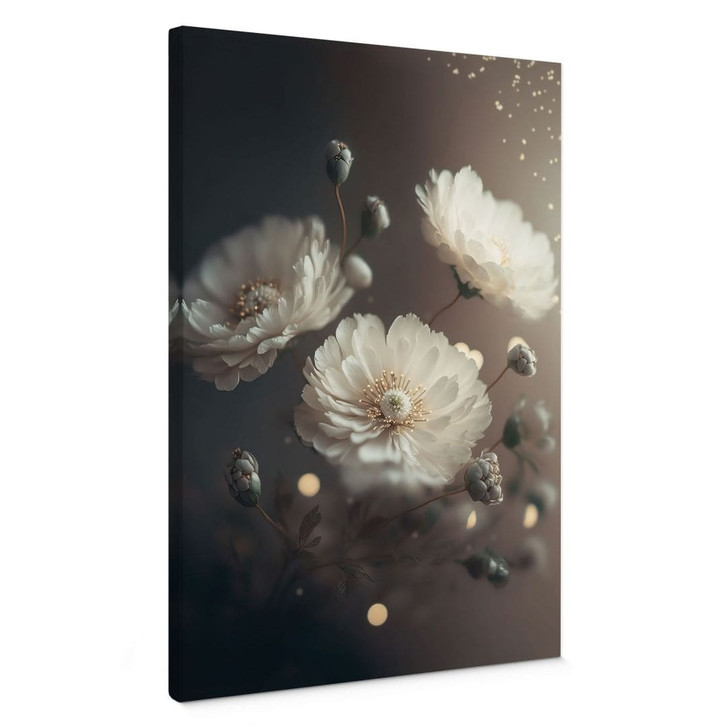Leinwandbild Weisse Blumen mit Goldstaub - Treechild - WA496776