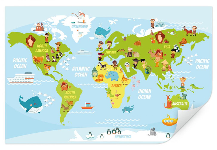 Wallprint Lustige Kinder Weltkarte - WA186394