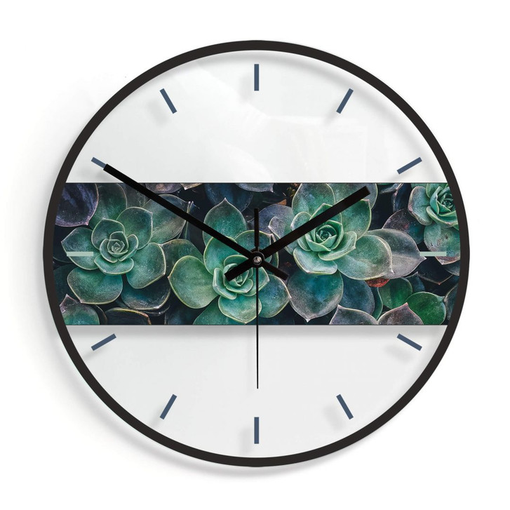 Wanduhr aus Glas - Sukkulenten Ø30cm - WA298348