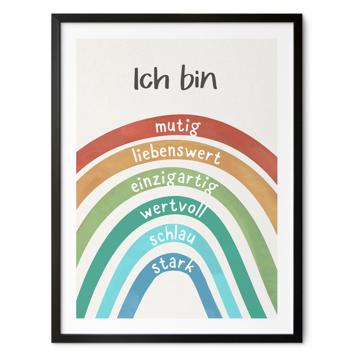 Affirmationsposter Regenbogen mit 6 Bestärkungen für Kinder - WA518839