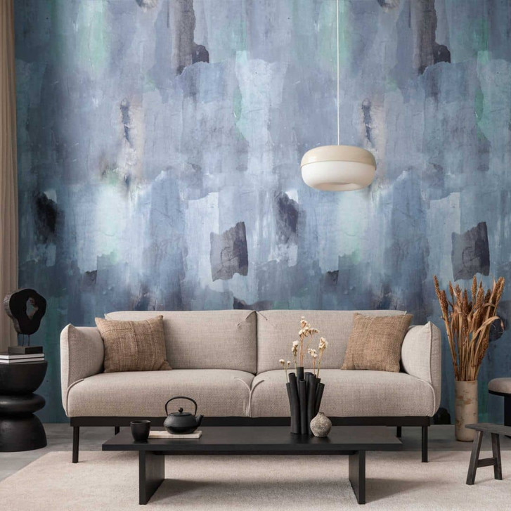 Aquarell-Fototapete in Blau Grau – Moderne Design-Tapete mit Struktur – Vliestapete - WA461006