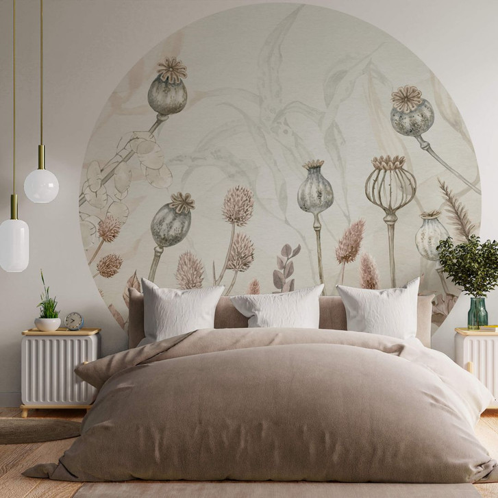 Fototapete Sir Edward - Trockenblumen Weiss - Rund - Selbstklebend/Vlies - WA353726