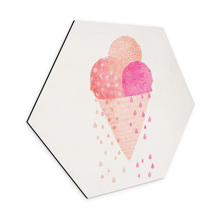 Hexagon Wandbild Treechild - Drei Eiskugeln im Sommer - Alu-Dibond - WA394391