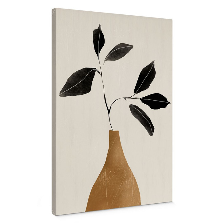 Leinwandbild Zweig in goldener Vase - ThingDesign - WA496342