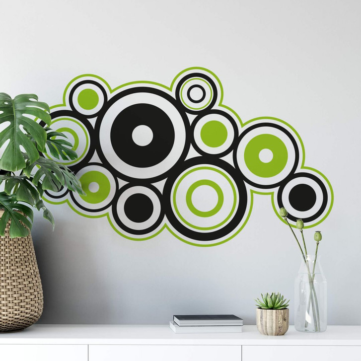 Wandsticker Retro Ringe grün - WA202360