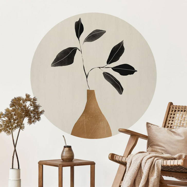 Wandtattoo Zweig in goldener Vase - ThingDesign - Rund - WA500823