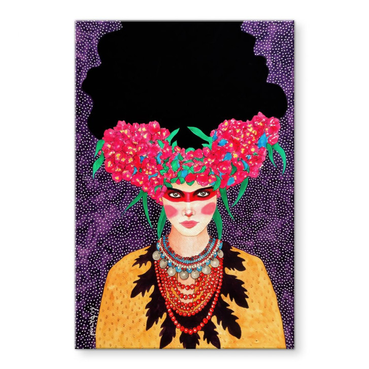 Acrylglasbild Frau mit Blütenkranz und Stärke - Hülya - WA491049