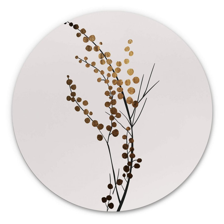 Alu-Dibond Kubistika - Goldener Zweig - Rund - WA319897