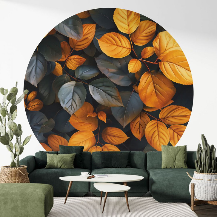 Fototapete Pflanzen - Leuchtende Blätterpracht im Herbst - Jaszke - Rund - Selbstklebend/Vlies - WA468517