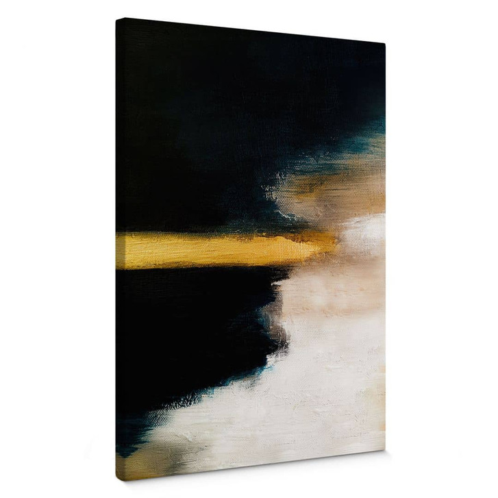 Leinwandbild Abstrakte Kunst - Pinselstriche Gold und Schwarz - Haniff - WA403350