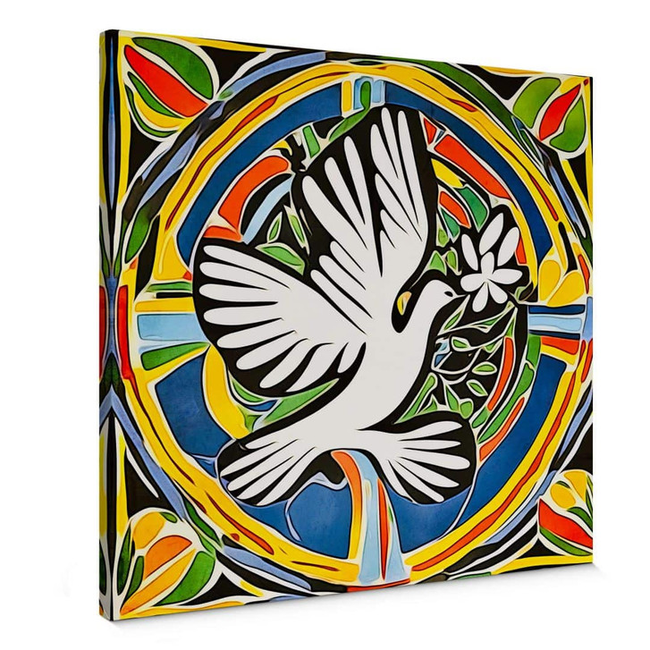 Leinwandbild Bunte Friedenstaube - Inspiriert von Matisse - Zamart - Quadratisch - WA405182