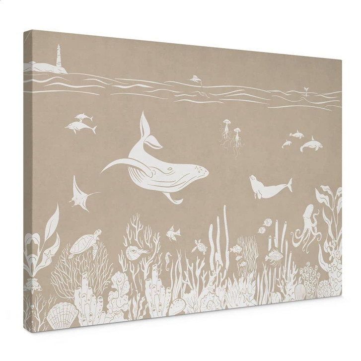 Leinwandbild Faszinierende Meerestiere im Ozean - Braun - Kikki Belle - WA444150