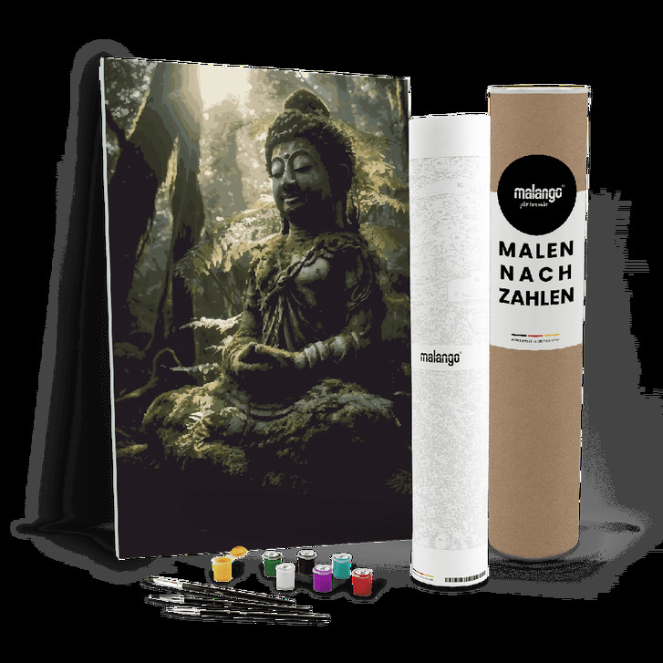 Malen nach Zahlen Leinwandbild - Buddha Bhajan im Wald - WA447888