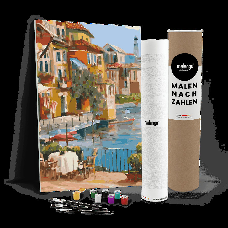 Malen nach Zahlen Leinwandbild - Café am Garda See - WA447210