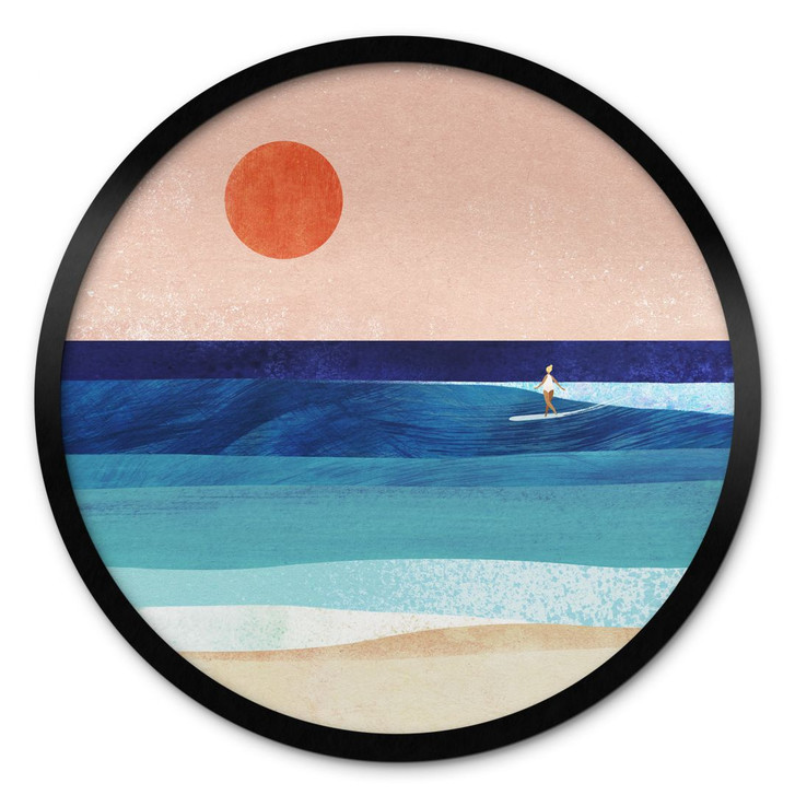 Poster Surfer Mädchen beim Sonnenuntergang - Rivers - Rund - WA428149
