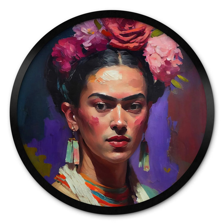 Poster Treechild - Portrait von Frida Kahlo - Rund - WA407603