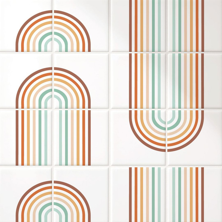 Fliesenaufkleber Fliesensticker Regenbogen boho - 12er Set - WA398151