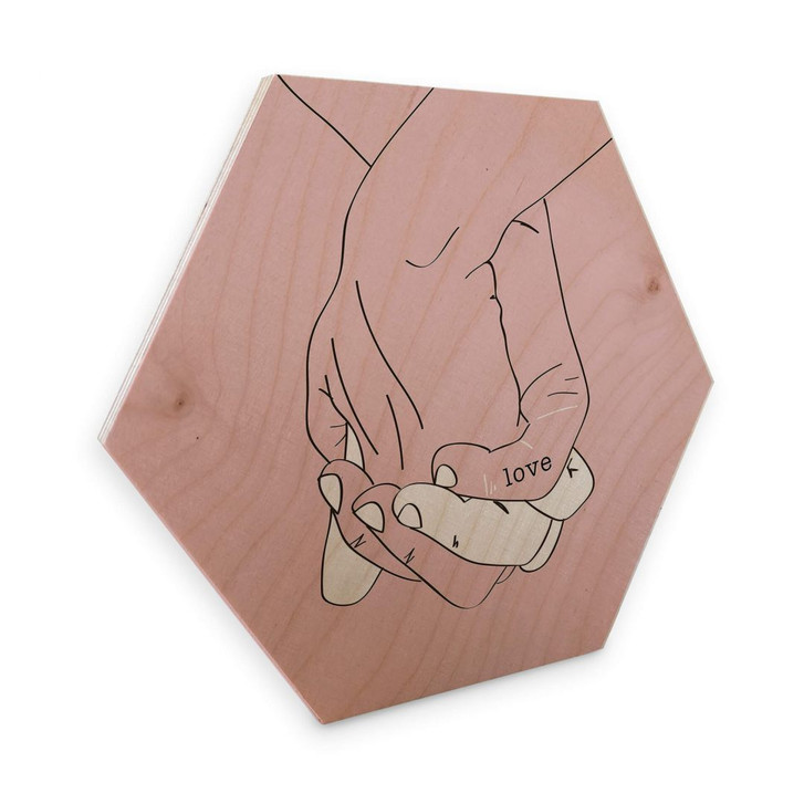 Hexagon - Holz Birke-Furnier Kubistika - Hand in Hand - WA299656