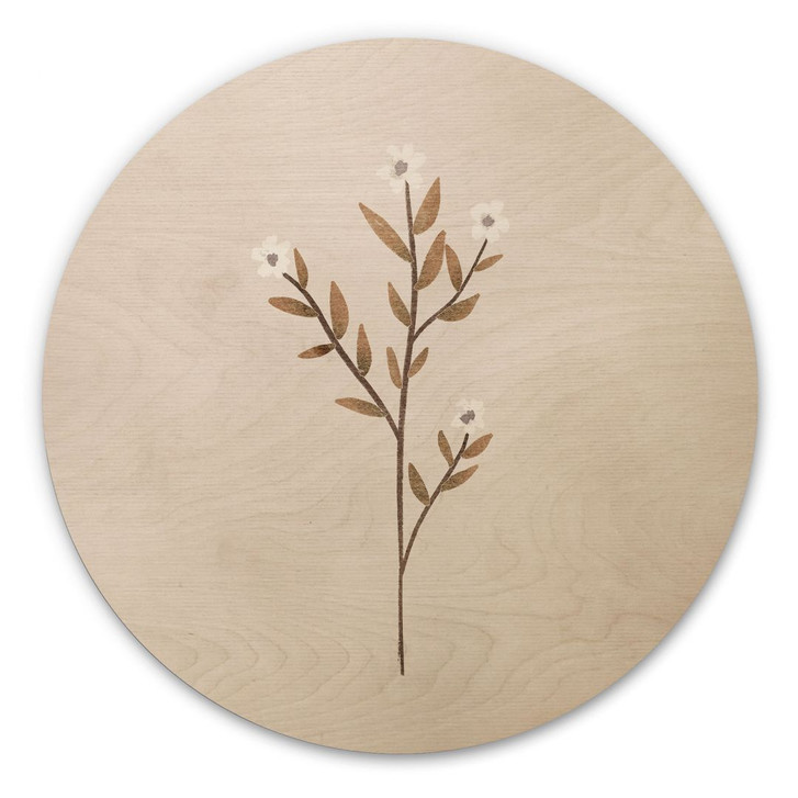 Holzbild Blumen Illustration - Vergissmeinnicht - Goed Blauw - Rund - WA482338