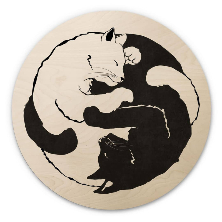 Holzbild Katzen Ying & Yang - Tunaboylu - Rund - WA425014