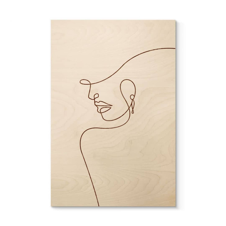 Holzbild Zarte Konturen einer Frau - Line Art - Tunaboylu - WA472054