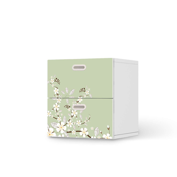 Klebefolie IKEA Stuva / Fritids Kommode - 2 Schubladen - White Blossoms - CR110140