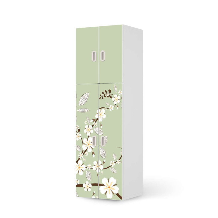 Möbelfolie IKEA Stuva / Fritids - 2 grosse und 2 kleine Türen - White Blossoms - CR118789