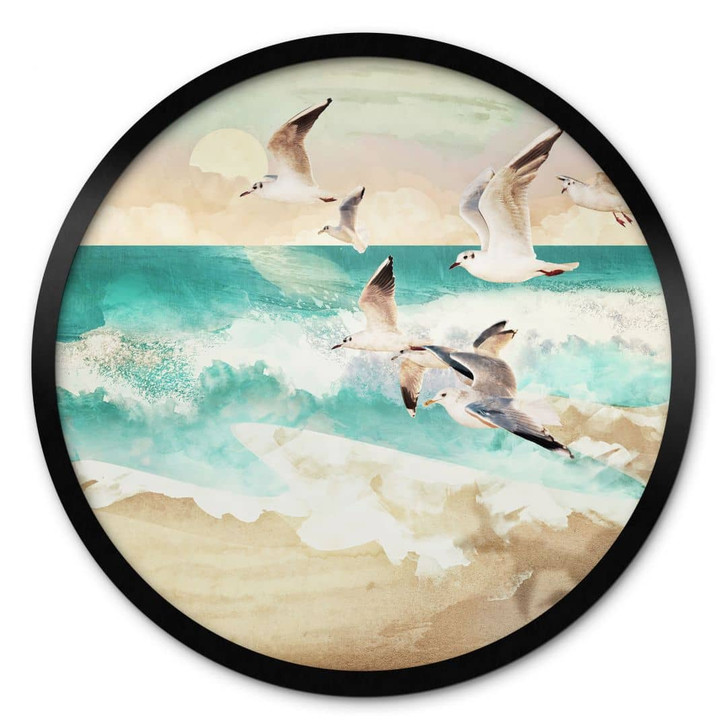 Poster Möwen am Strand - SpaceFrog Designs - Rund - WA409593