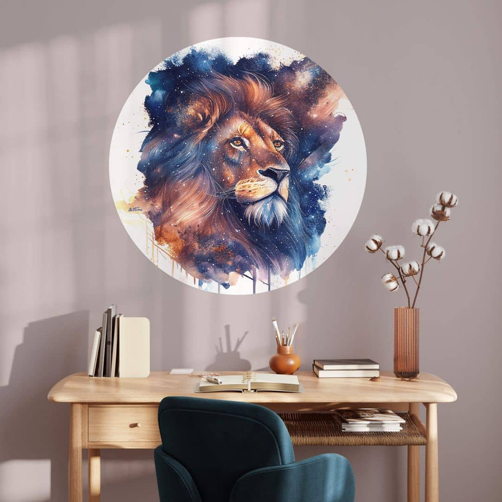 Wandtattoo Heine - Mächtiger Löwe im Sternenhimmel - Astro Cruise - Rund - WA412903
