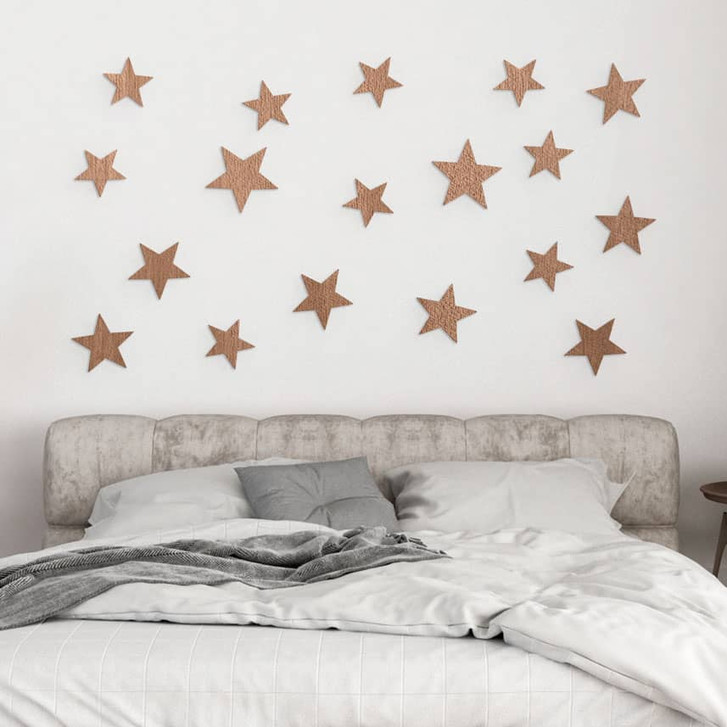3D Wanddeko Sterne Set - Holzdeko Mahagoni für Kinderzimmer | Schlafzimmer - WA443907