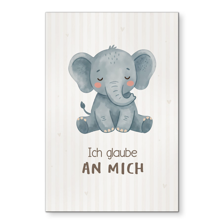 Alu-Dibond Wandbild mit Elefant - Kraftsatz 