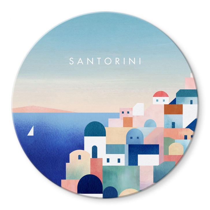 Glasbild Häuser von Santorini - Rivers - Rund - WA400235