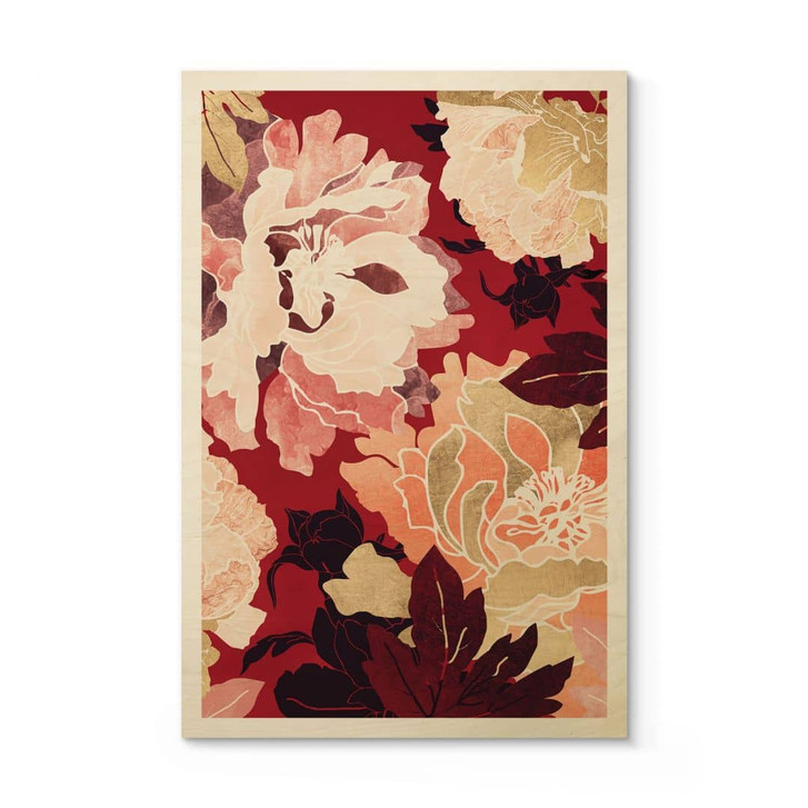 Holzbild Pfingstrosen mit grossen Blüten - SpaceFrog Designs - WA401800