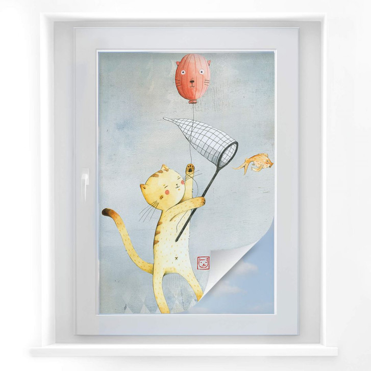 Sichtschutzfolie Loske - Katze mit Ballon - WA175771