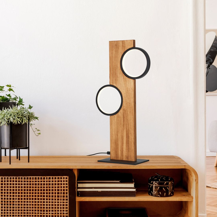 Tischleuchte Elena, braun, 50.4 x 25 cm, Holz LED-Tischleuchte, dimmbar - WA438593