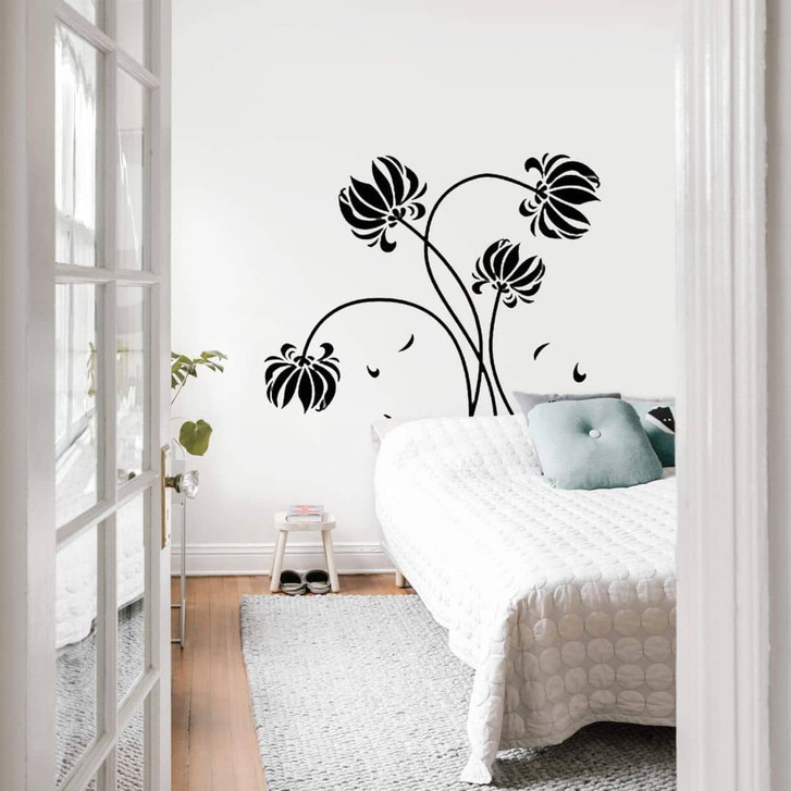 Wandsticker Blumen Schwarz  - WA290171